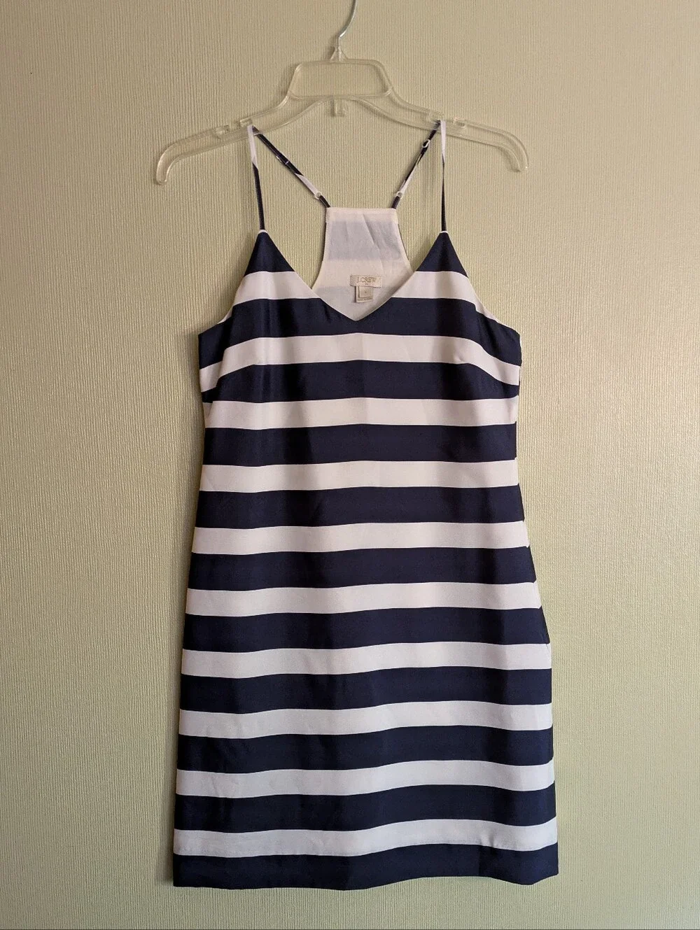 J. Crew Nautical Sailorcore Slip Racerback Dress Navy Blue & White Stripes Woven
